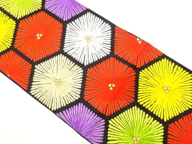 アンティーク　亀甲模様織り出し袋帯（着用可）